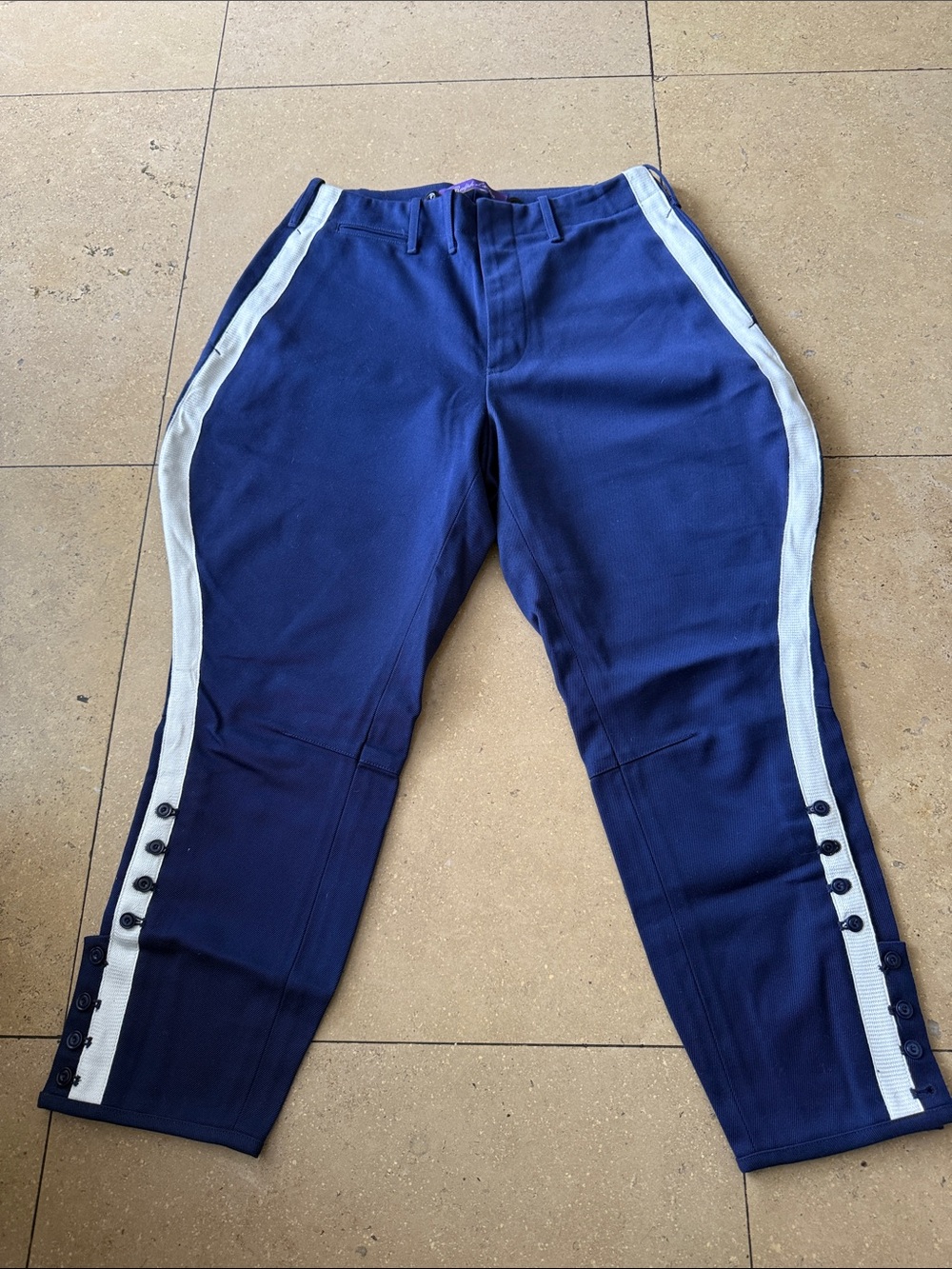 Ralph Lauren Purple Label Navy Pants with White Side Stripes